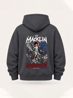 Macklin Unısex Kadın Erkek Unbroken Sırt Baskılı Oversize Hoodie