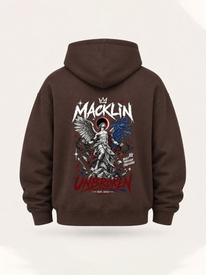 Macklin Unısex Kadın Erkek Unbroken Sırt Baskılı Oversize Hoodie