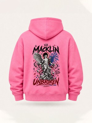 Macklin Unısex Kadın Erkek Unbroken Sırt Baskılı Oversize Hoodie