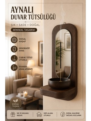 Prusias Wood Aynalı Duvar Tütsülüğü – Doğal Ahşap Dekoratif Çubuk Tütsü Tutucu Minimal Tasarım