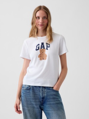Gap Kadın Beyaz Organik Pamuk Vintagesoft Logo T-Shirt