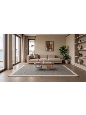 Dekoset Home Sisal Halı- Gri-Krem Hol Koridor Halısı- Kaymaz Taban- Yıkanabilir Kilim Halı Yolluk