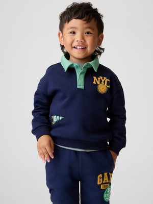 Gap Erkek Bebek Lacivert Vintagesoft Varsity Logo Polo Sweatshirt