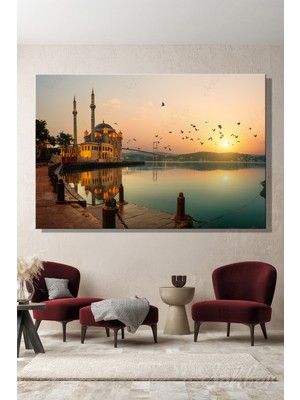 Şehber Gün Doğumunda Ortaköy Camii ve Boğaziçi Manzarası Yatay Kanvas Tablo 4450