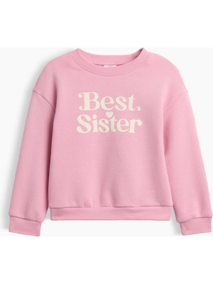 Gap Kız Bebek Pembe Bisiklet Yaka Sweatshirt