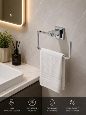 FUALORA Yapışkanlı Banyo Aksesuarı Havluluk 304 Paslanmaz Çelik