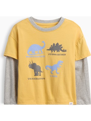 Gap Erkek Bebek Sarı Grafik Baskılı T-Shirt