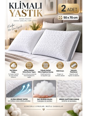 2 Adet Klimalı Silikon Yastık - 1000 GRAM-50X70 cm