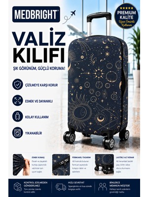 Medbright Valiz Kılıfı Bavul Kılıfı Likralı Esnek Kumaş ve Dayanıklı Valiz Kılıfı GZG-VK10 (Kabin)