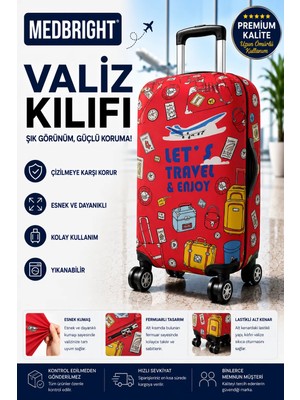 Medbright Valiz Kılıfı Bavul Kılıfı Likralı Esnek Kumaş ve Dayanıklı Valiz Kılıfı BYZ-VK12