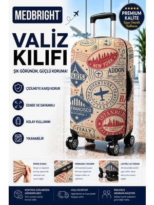 Medbright Valiz Kılıfı Bavul Kılıfı Likralı Esnek Kumaş ve Dayanıklı Valiz Kılıfı BYZ-VK12