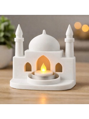 Mini Cami Mumluk Dekoratif Tealight Aydınlatmalı Ramazan ve Islami Ev Dekoru -Pilli Mum Dahil