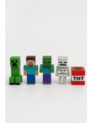 Minecraft Pasta Süsü Seti 5li 3D Baskı Doğum Günü Figür Seti