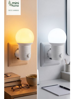 Minihome PT-222 2 Modlu Sarı ve Beyaz Işık Tuşlu Gece Lambası Koridor ve Uyku Işığı