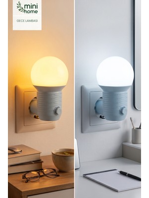 Minihome PT-222 2 Modlu Sarı ve Beyaz Işık Tuşlu Gece Lambası Koridor ve Uyku Işığı
