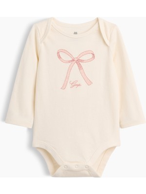 Gap Bebek Krem Organik Pamuk Grafik Baskılı Bodysuit
