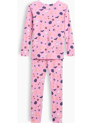 Gap Bebek Pembe Halloween Baskılı Pijama Takımı
