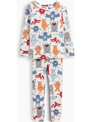 Gap Bebek Krem Organik Brushed Pamuk Monsters Pijama Takımı