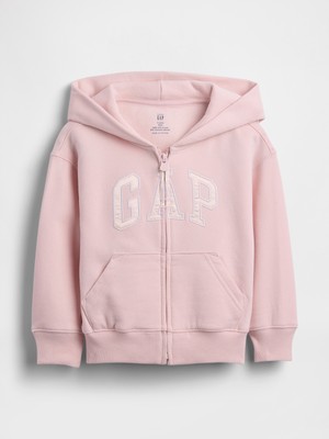 Gap Kız Bebek Pembe Vintagesoft Logo Fermuarlı Sweatshirt