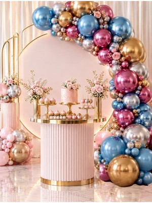 Mucit Home 50 Adet 12 Inç Metalik Balon Seti – Balon Pompası ve Balon Zinciri – Doğum Günü, Baby Shower, Düğün Nişan ve Kına  Parti Süsleri