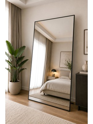 Effe Yapı Dekor Siyah Metal Çerçeveli 180X100 cm Dikdörtgen Model Duvar Aynası   (Ayaksız)