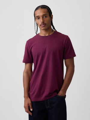 Gap Erkek Mor Klasik Bisiklet Yaka T-Shirt