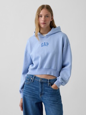 Gap Kadın Açık Mavi Vintagesoft Crop Logo Sweatshirt