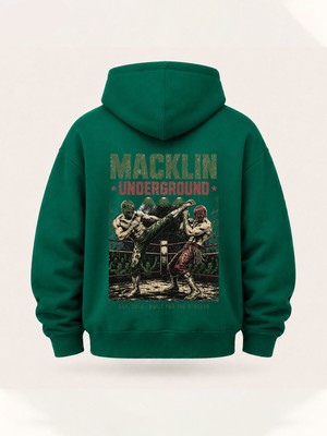 Macklin Unısex Kadın Erkek Oversize Underground Tasarım Baskılı Kapüşonlu Sweatshirt Hoodie