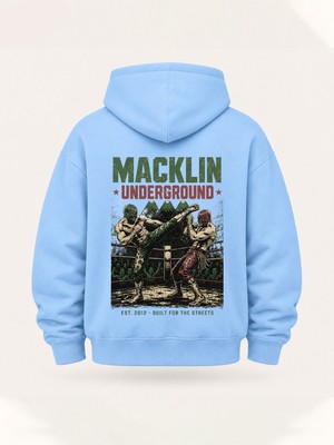 Macklin Unısex Kadın Erkek Oversize Underground Tasarım Baskılı Kapüşonlu Sweatshirt Hoodie