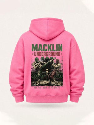 Macklin Unısex Kadın Erkek Oversize Underground Tasarım Baskılı Kapüşonlu Sweatshirt Hoodie
