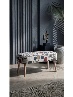 Ay Concept Samara Özel Tasarım Bohem Oval Puf Bench Çok Renkli