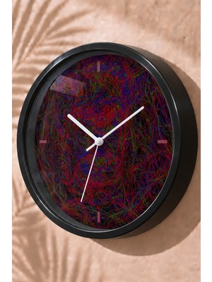 JHAAR Bordo Soyut Dokulu Modern Duvar Saati - Büyük L 35 cm - Siyah Kasa - Camlı Sessiz