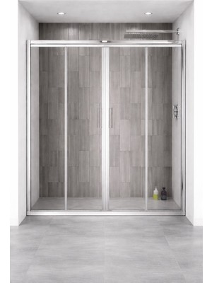 Docciabella Banyo Doccia Bella Banyo 2 Duvar Arası 5 mm Temperli Şeffaf Cam Eloksal Alüminyum