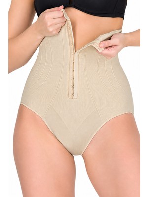 Jusmart Bej Agraflı Yüksek Bel Slip Korse | Dikişsiz Örgü Teknolojisi | Bölgesel Basınç Alanları | Karın ve Basen Toparlayıcı Yapı | Silikon Kaydırmaz Doku | Kıyafet Altında Iz Yapmayan Paça | Slip Korse