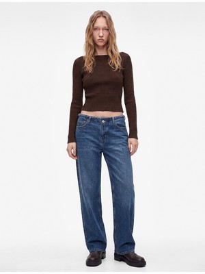 Koton Pamuklu Fermuarlı Düşük Bel Düğmeli Baggy Denim Pantolon - Baggy Jeans