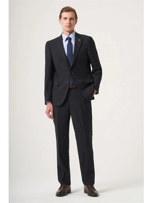 İmza Lacivert Mono Yaka 6 Drop Comfort Fit Tam Astar Esnek Takım Elbise 1001260182