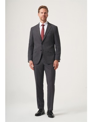 İmza Koyu Füme Mono Yaka 6 Drop Comfort Fit Tam Astar Esnek Takım Elbise 1001260285