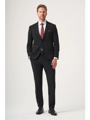 İmza Siyah Mono Yaka 6 Drop Slim Fit Tam Astar Esnek Takım Elbise 1001260181