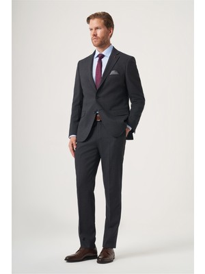İmza Füme Mono Yaka 6 Drop Comfort Fit Tam Astar Esnek Takım Elbise 1001260285