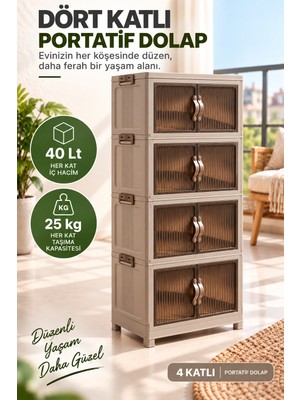 Evonita 4 Katlı Portatif Organizer Dolap – 160 Lt