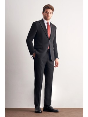 İmza Siyah Kırlangıç Yaka Tam Astar 6 Drop Slim Fit Esnek Takım Elbise 1001265163