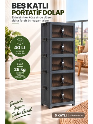 Evonita 5 Katlı Portatif Organizer Dolap – 200 Lt