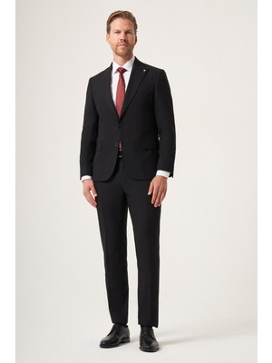 İmza Siyah Kırlangıç Yaka Tam Astar 6 Drop Slim Fit Esnek Takım Elbise 1001265162