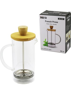 Store French Press Bambu Kapak 350ML Cam Bitki Süzgeçi