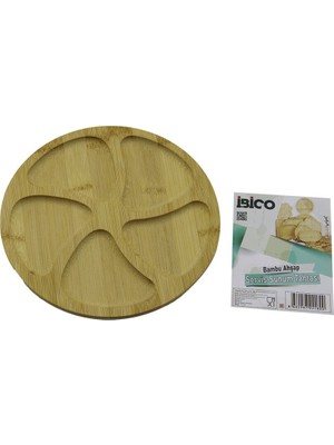 Store Yuvarlak 5 Bölmeli Ahşap Bambu Servis Sunum Tepsi - Tahtası 20 x 1.4cm