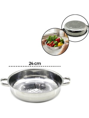 Store 24CM Basık Süzek Metal Süzgeç Kulplu