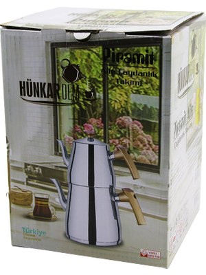 Store Pramit Aile Boy Çelik Çaydanlık Seti - Takımı Renkli Bakalit Kulp Üst Demlik: 1.5lt - Alt Suluk: 2.75LT Kendinden Süzgeçli