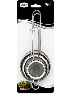 Store 3pcs Set Mini= 5-7-8cm Tel Süzgeç Metal Çerçece Metal Sap=8.5-10.5-10.5cm