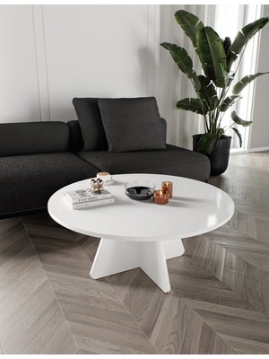 90CM Orta Sehpa - Beyaz, Ceviz, Meşe, Traverten Desenli Mdf