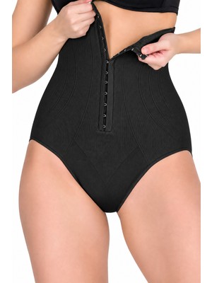 Jusmart Siyah Agraflı Yüksek Bel Slip Korse | Dikişsiz Örgü Teknolojisi | Bölgesel Basınç Alanları | Karın ve Basen Toparlayıcı Yapı | Silikon Kaydırmaz Doku | Kıyafet Altında Iz Yapmayan Paça | Slip Korse